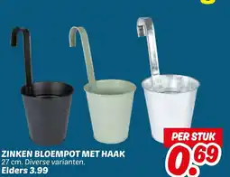 Dekamarkt Zinken bloempot met haak aanbieding