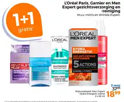 Trekpleister L'Oréal Paris, Garnier en Men Expert gezichtsverzorging en -reiniging aanbieding