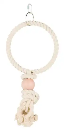 Pets Place Trixie Touw-Ring Met Houten Kraal - Vogelspeelgoed - Ø19 cm Ecru aanbieding