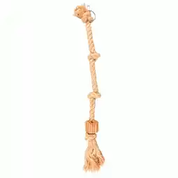 Pets Place Flamingo Papegaaienspeelgoed Klimtouw 4 Knopen - Vogelspeelgoed - 6x6x61 cm Beige Natural aanbieding