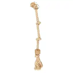 Pets Place Flamingo Papegaaienspeelgoed Klimtouw 4 Knopen - Vogelspeelgoed - 6x6x61 cm Beige Natural aanbieding