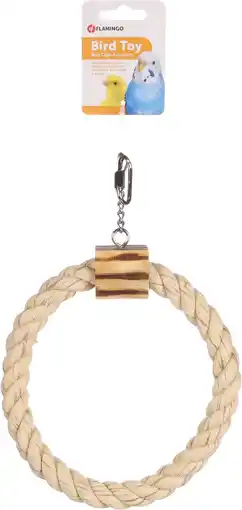 Pets Place Flamingo Vogelspeelgoed Bbq Touwring - Vogelspeelgoed - 18x4x34 cm Beige Natural aanbieding