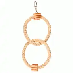 Pets Place Flamingo Vogelspeelgoed Bbq Touwring Dubbel - Vogelspeelgoed - 30x18.5x41 cm Beige Natural aanbieding