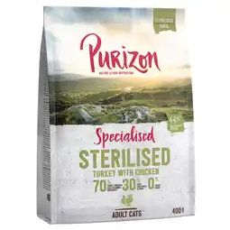 Zooplus 2 x 400 g Purizon Kattendroogvoer voor een probeerprijs! - Sterilised Kalkoen & Kip aanbieding