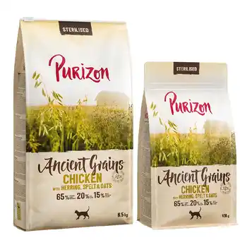 Zooplus 6,5 kg Purizon + 400 g gratis! - Ancient Grain Kip Sterilised aanbieding