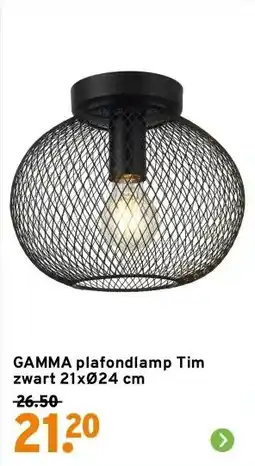 GAMMA GAMMA plafondlamp Tim zwart 21xØ24 cm aanbieding