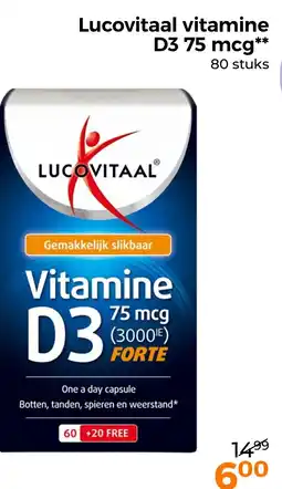 Trekpleister Lucovitaal vitamine D3 75 mcg aanbieding