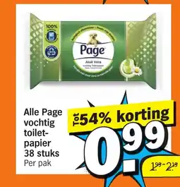 Albert Heijn Alle Page vochtig toilet papier 38 stuk aanbieding