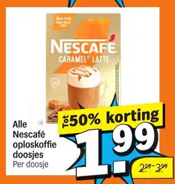 Albert Heijn Alle Nescafé oploskoffie doosjes aanbieding