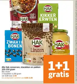 Albert Heijn Alle Hak conserven, stazakken en pakken aanbieding