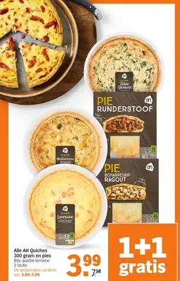 Albert Heijn Alle AH Quiches 300 gram en pies aanbieding