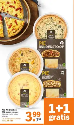 Albert Heijn Alle AH Quiches  en pies aanbieding