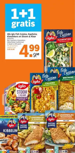 Albert Heijn Alle Iglo Fish Cuisine, Kapiteins Klassiekers en Stoom & Klaar aanbieding