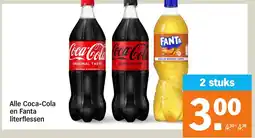 Albert Heijn Alle Coca Cola en Fanta literflessen aanbieding