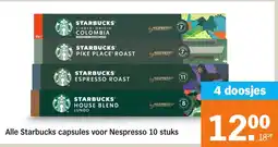 Albert Heijn Alle Starbucks capsules voor Nespresso 10 stuks aanbieding