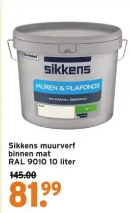 GAMMA Sikkens muurverf binnen mat RAL 9010 aanbieding