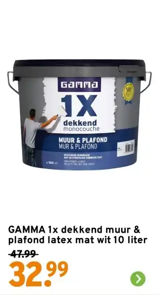 GAMMA GAMMA 1x dekkend muur & plafond latex mat wit aanbieding