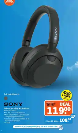 Albert Heijn SONY Noise Cancelling koptelefoon WHULT900NB.CE7 aanbieding