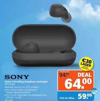 Albert Heijn SONY Noise Cancelling draadloze oordopjes WF-C700N aanbieding