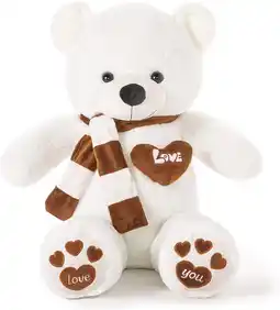 Amazon YunNasi Teddybeer XL Grote Knuffelbeer Zachte Gevulde Teddybeer Knuffeldier 80cm, Wit aanbieding