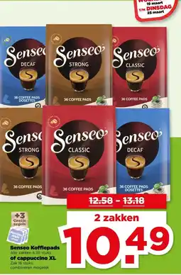 PLUS Senseo Koffiepads Alle zakken à 36 stuks of cappuccino XL Zak 16 stuks, aanbieding