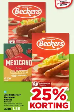 PLUS Alle Beckers of Mexicano Snacks aanbieding