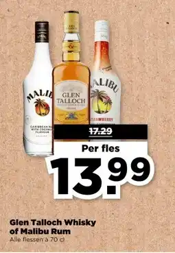 PLUS Glen Talloch Whisky of Malibu Rum aanbieding