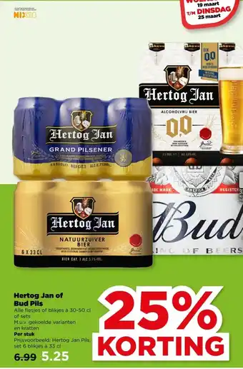 PLUS Hertog Jan of Bud Pils aanbieding