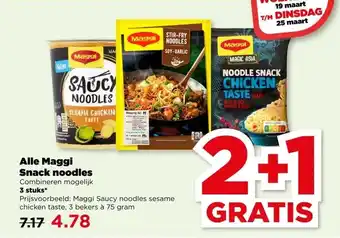 PLUS Alle Maggi Snack noodles aanbieding