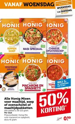 Coop Alle Honig Mixen voor maaltijd, soep of ovenschotel of maaltijdpakketten aanbieding