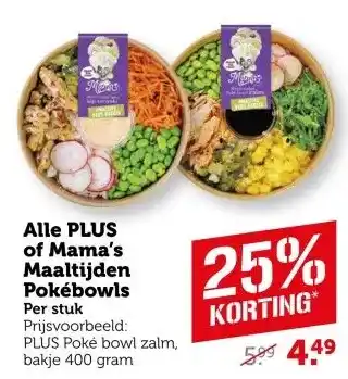 Coop Alle PLUS of Mama's Maaltijden Pokébowls aanbieding