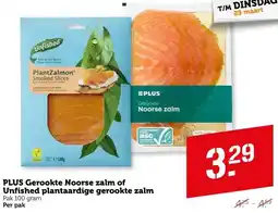 Coop PLUS Gerookte Noorse zalm of Unfished plantaardige gerookte zalm aanbieding