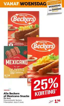 Coop Alle Beckers of Mexicano Snacks aanbieding