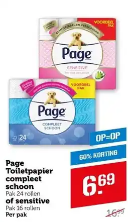 Coop Page Toiletpapier compleet schoon of sensitive aanbieding