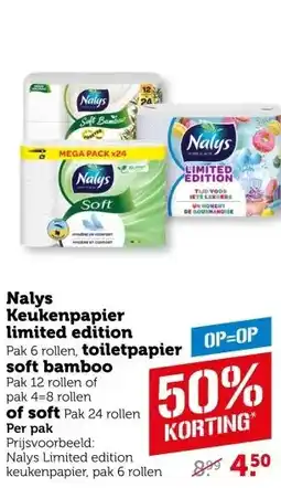 Coop Nalys Limited edition keukenpapier toiletpapier soft bamboo aanbieding