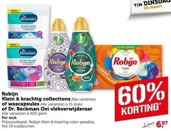 Coop Robijn Klein & krachtig collections  of wascapsules of Dr. Beckman Oxi vlekverwijderaa aanbieding