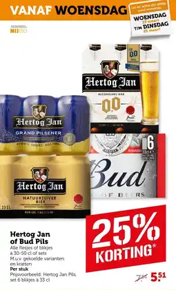 Coop Hertog Jan of Bud Pils aanbieding