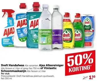 Coop Dreft Handafwas , Ajax Allesreiniger  of Vintastic Schoonmaakazijn aanbieding