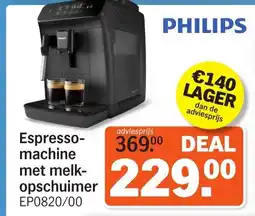 Albert Heijn Espresso machine met melk opschuimer EP0820/00 aanbieding