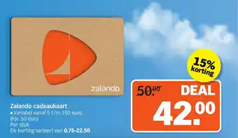 Albert Heijn Zalando cadeaukaart aanbieding