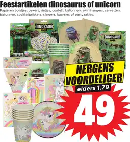 Dirk Feestartikelen dinosaurus of unicorn aanbieding