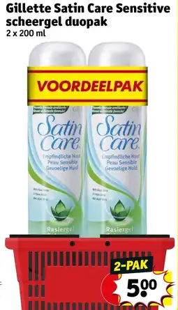 Kruidvat Gillette satin care sensitive scheergel duopak aanbieding