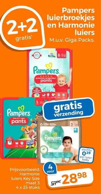 Trekpleister Pampers luierbroekjes en Harmonie luiers aanbieding