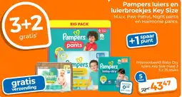 Trekpleister Pampers luiers en luierbroekjes Key Size aanbieding