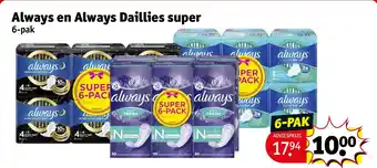 Kruidvat Always en always daillies super aanbieding