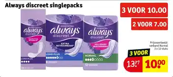 Kruidvat Always discreet singlepacks aanbieding