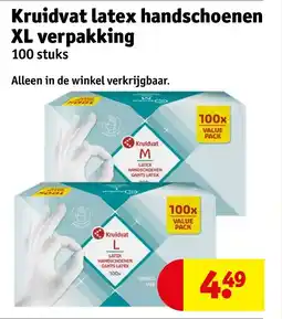 Kruidvat Kruidvat latex handschoenen XL verpakking aanbieding