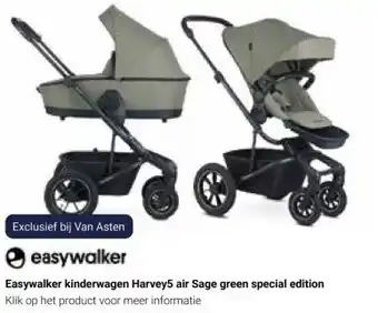 Van Asten BabySuperstore Easywalker kinderwagen Harvey5 air Sage green special edition aanbieding