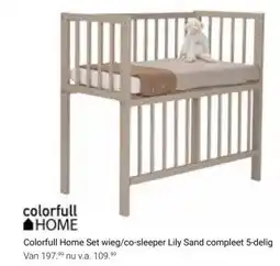 Van Asten BabySuperstore Colorfull Home Set wieg co sleeper Lily Sand compleet 5 delig aanbieding