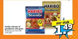 Albert Heijn Haribo starmix of goudberen 250 gram aanbieding